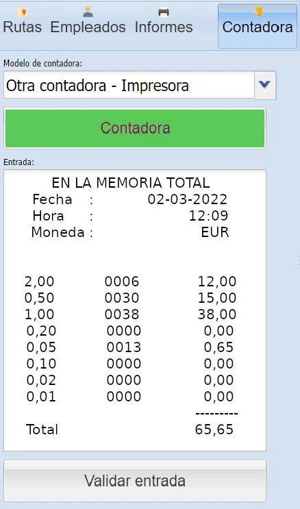 En la imagen se muestra una captura de pantalla de la secciÃ³n de recaudaciones de la aplicaciÃ³n Hermes en la que se muestra el nuevo botÃ³n que enlaza con la contadora y vincula el resultado con la carga realizada.